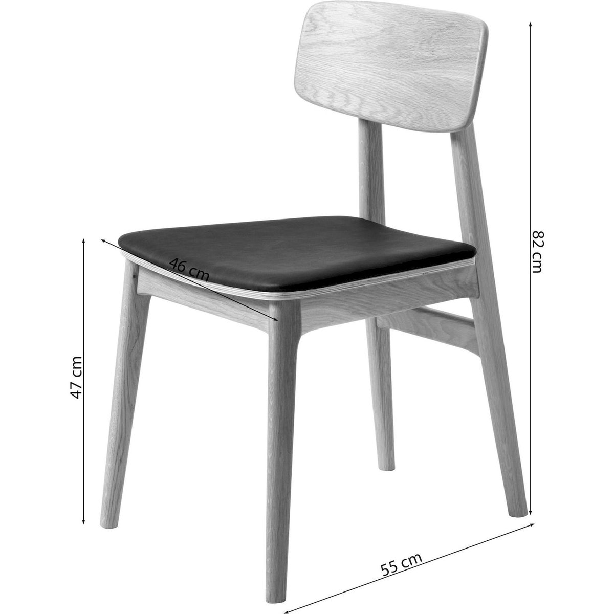 Chaise de salle à manger en chêne SUNFIRS noir, RECOLLECTION