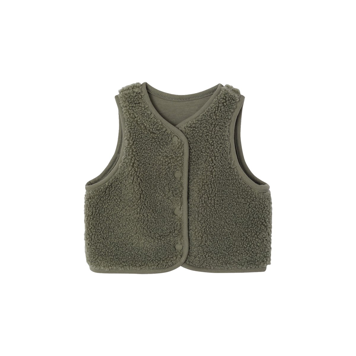 Gilet sherpa à pressions vert, VERTBAUDET