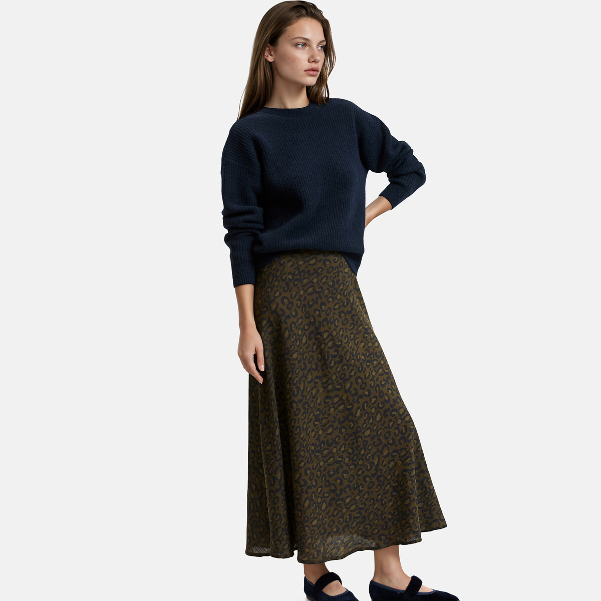 Pull réversible col rond col V bleu marine, LA REDOUTE COLLECTIONS