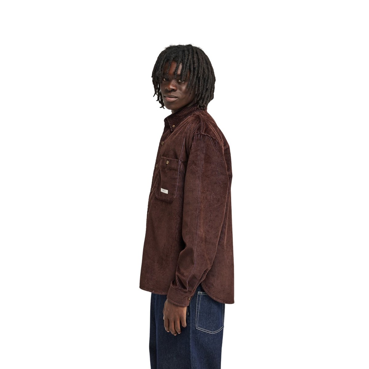 Chemise manches longues en velours côtelé RELAX BI COLOR marron java, ELEMENT