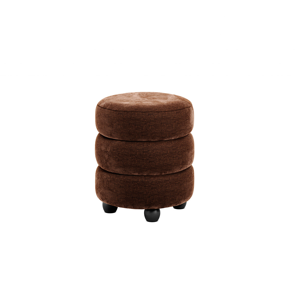 Elettra Sculptural Velvet Chenille Pouffe chocolate, ÉDITÉ