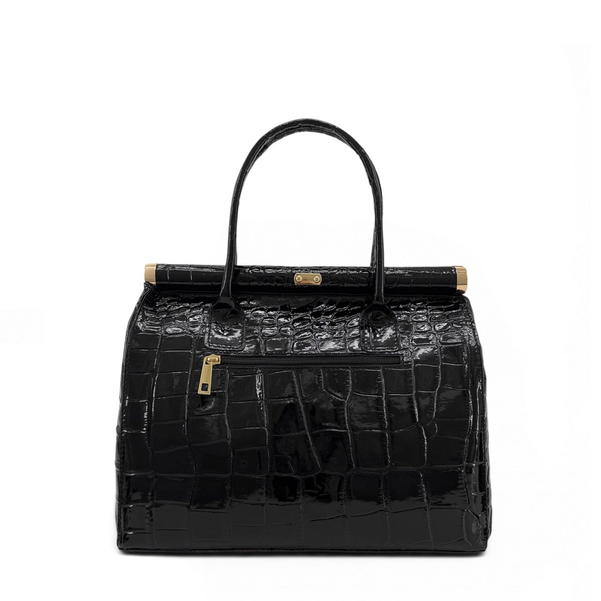 Sac à main en cuir à motif crocodile TROCADERO CROCO noir, OH MY BAG