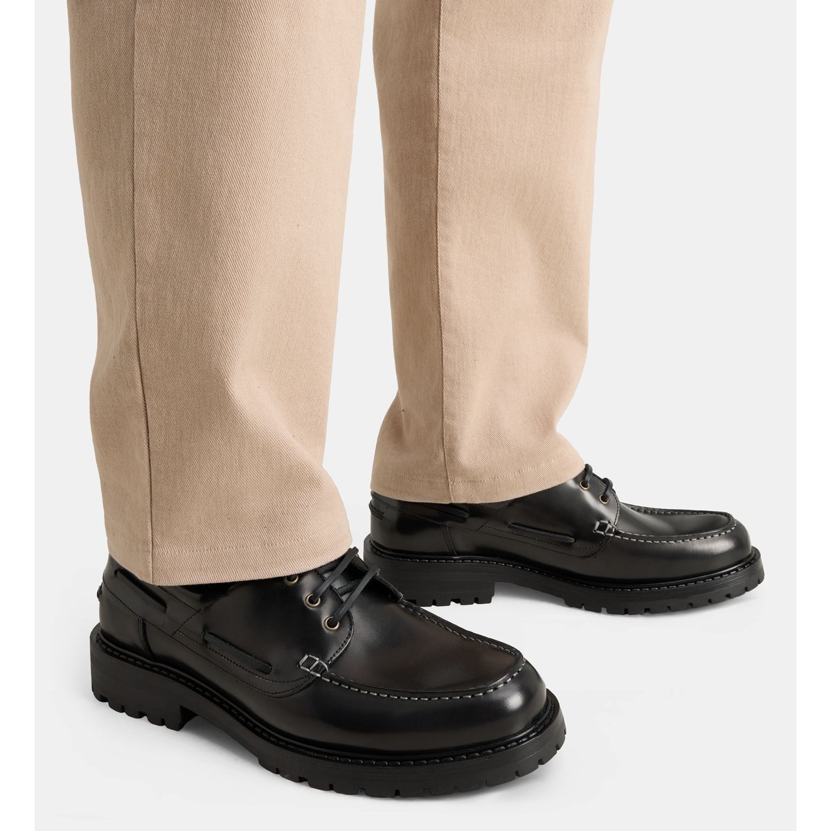 Chaussures bateau oury cuir polido noir, COMPTOIR GL