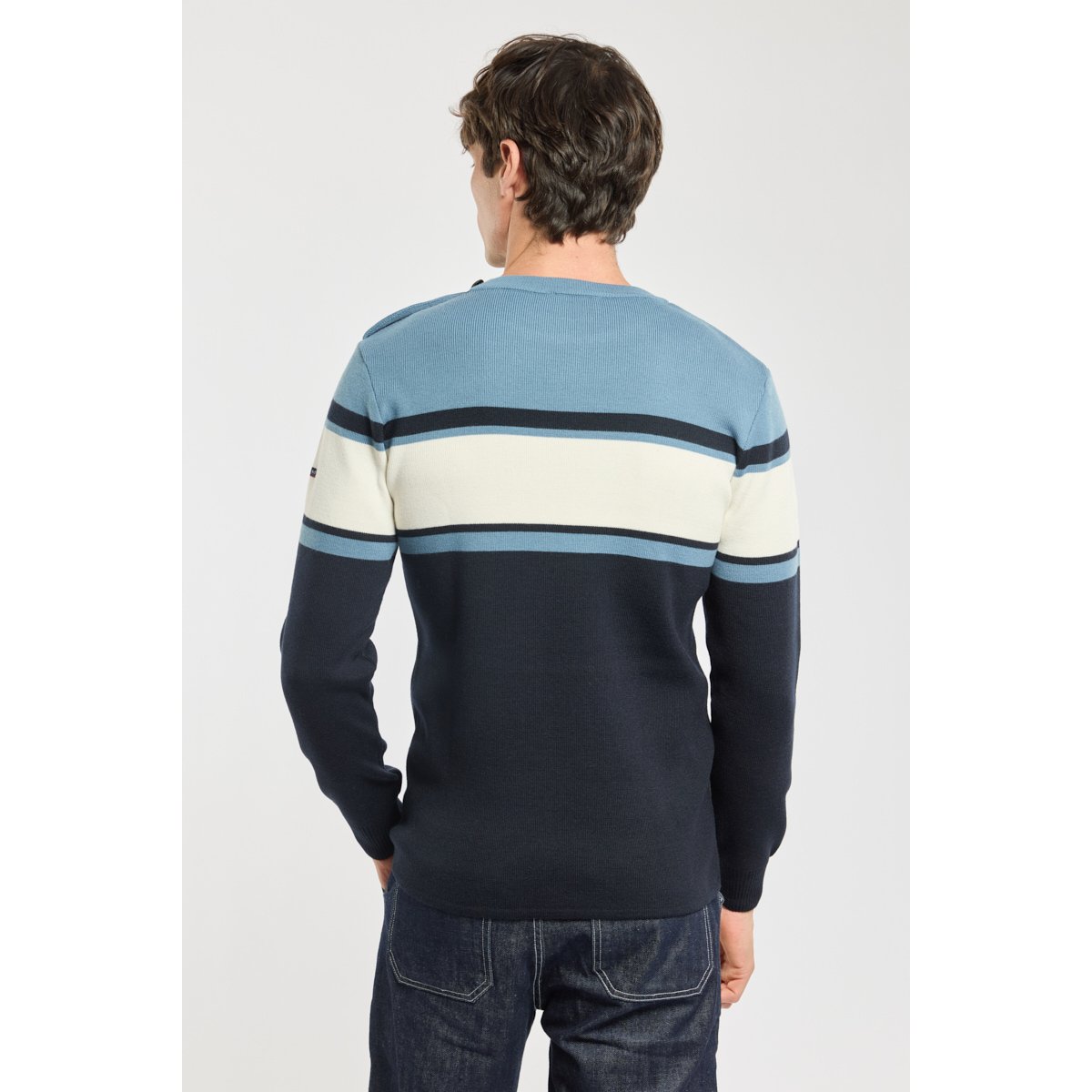 Pull rayé - laine marine deep/ bleufin/ natu, ARMOR-LUX