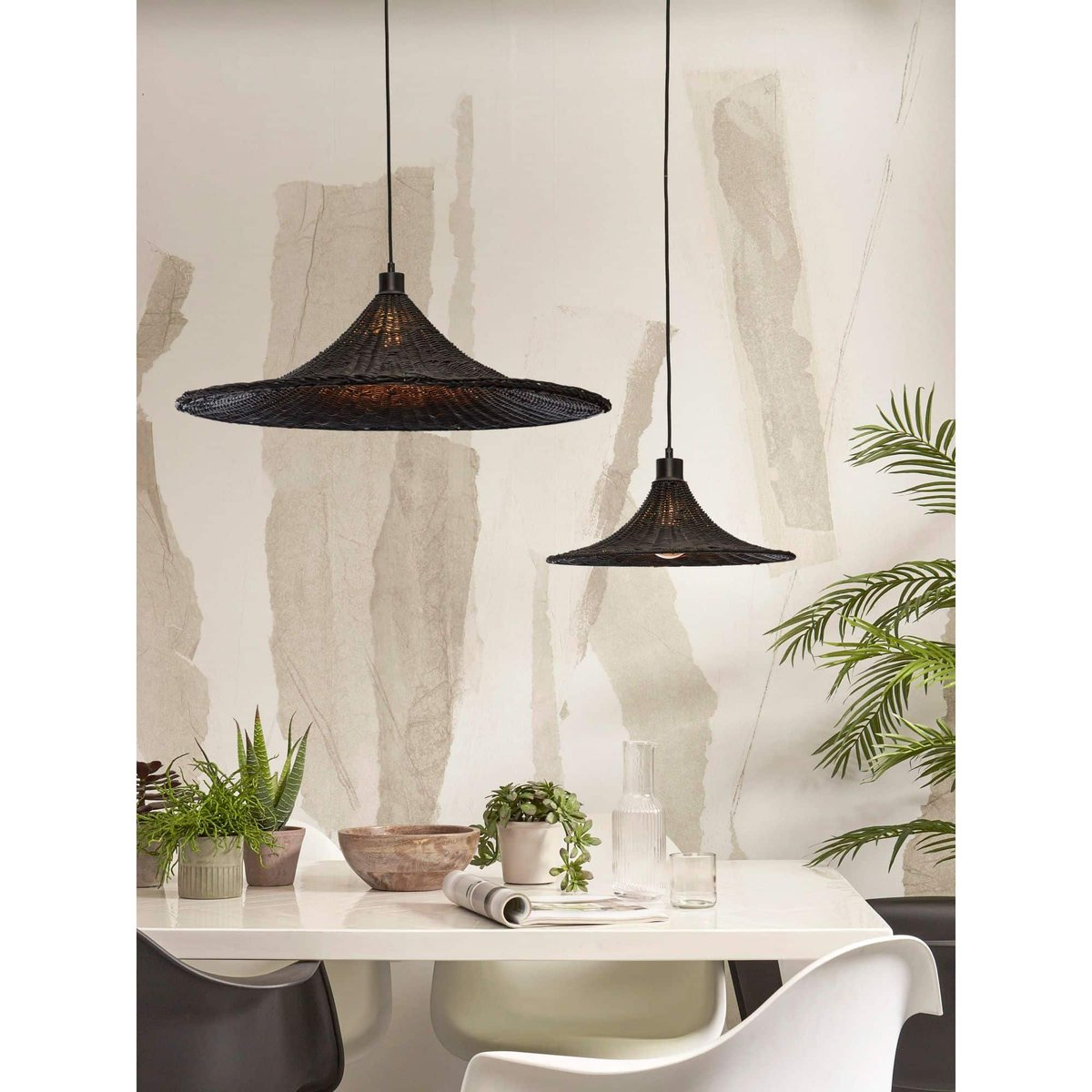 Lampe Suspendue Rotin BORABORA noir, GOOD & MOJO