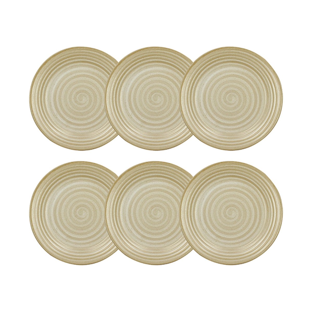 Lot de 6 assiettes à dessert 21cm en grès, TURBOLINO jaune, NOVASTYL