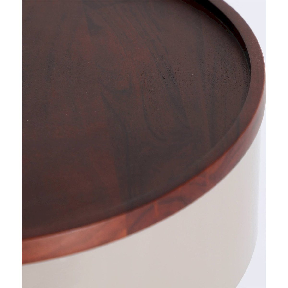 Table de chevet en fer et bois d'acacia gris métal et bois acacia marron, RECOLLECTION