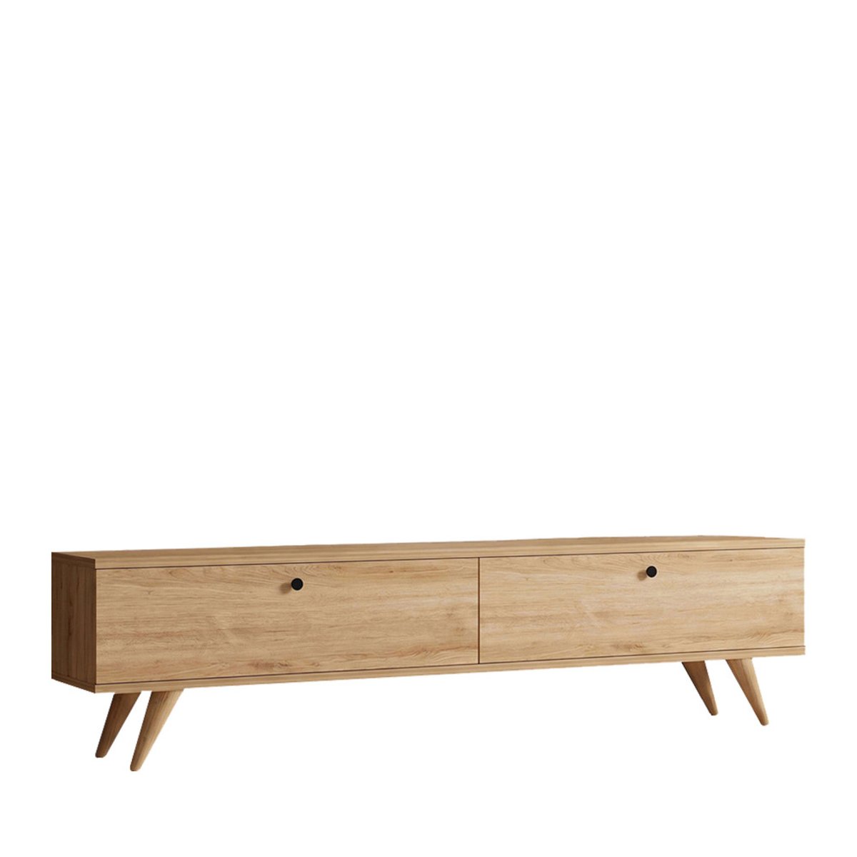 Meuble TV 2 portes en bois L140cm- YARA bois clair, DRAWER