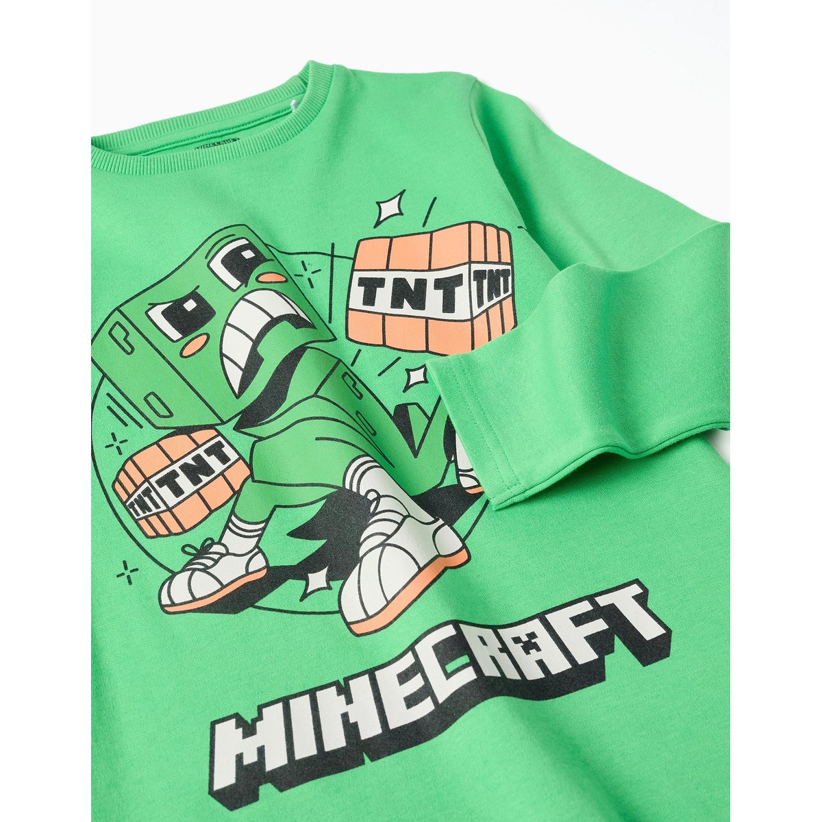 Pyjama en coton à manches longues avec imprimé Minecraft vert, ZIPPY