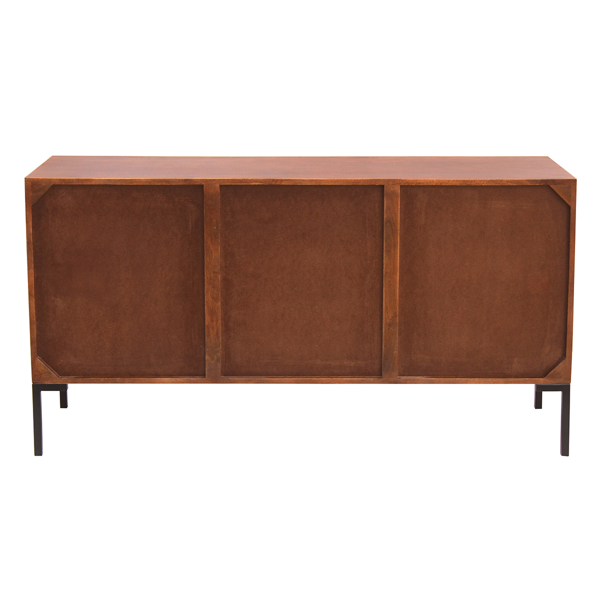 Buffet en bois foncé manguier massif et métal noir 3 portes L140 cm ONDA noyer, MILIBOO