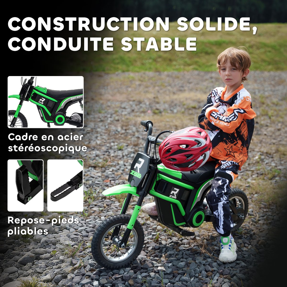 Moto électrique à conducteur assis PP Vert vert, HOMCOM