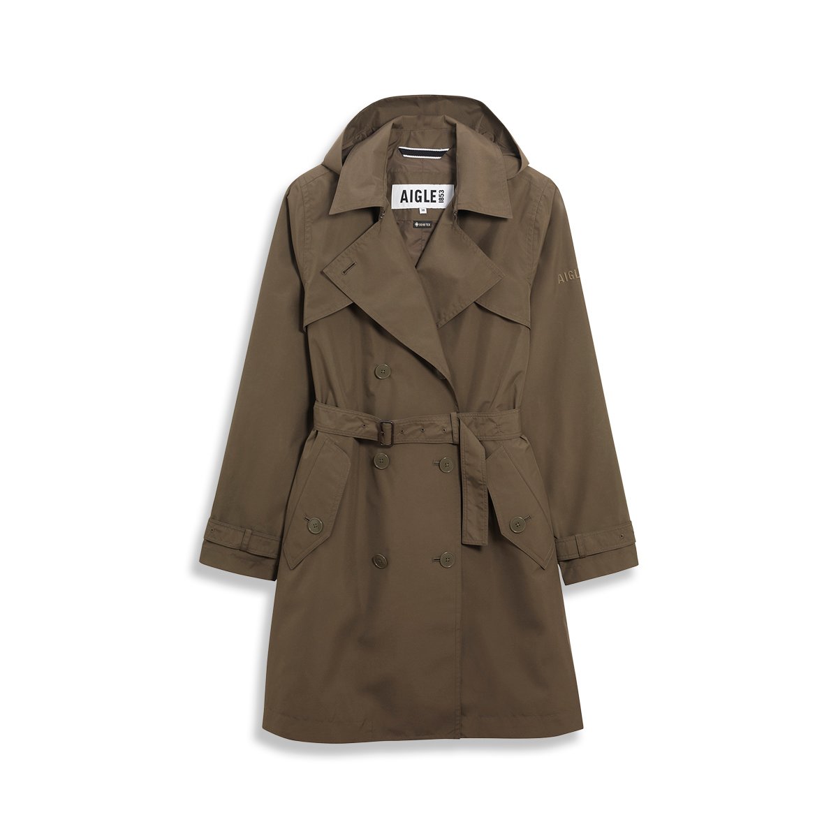 Trench imperméable mi-long à ceinture GORE-TEX® kaki, AIGLE