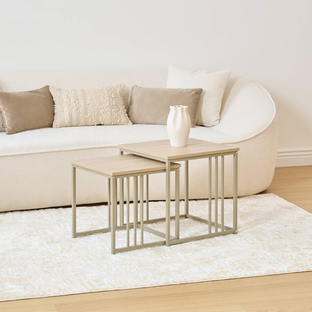 Lot de 2 tables gigognes carrées DUNA sable, 5FIVE SIMPLY SMART