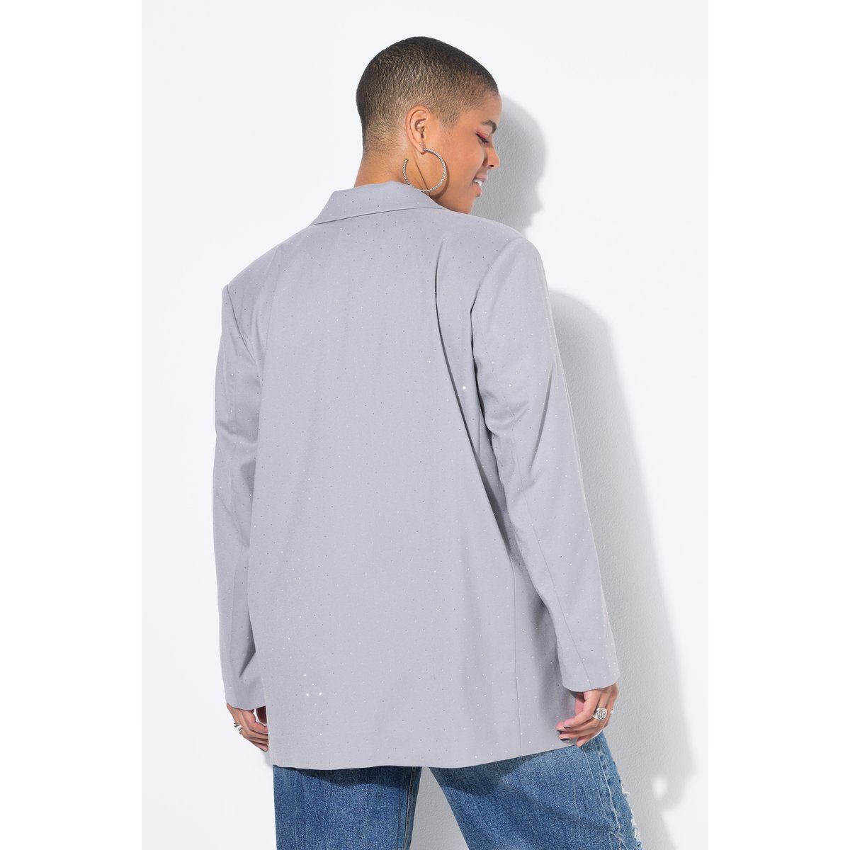 Blazer oversize. Strass fantaisie gris pierre, STUDIO UNTOLD