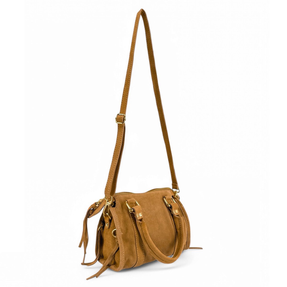 Mini-sac en croûte de cuir STORM SUEDE NANO camel, OH MY BAG