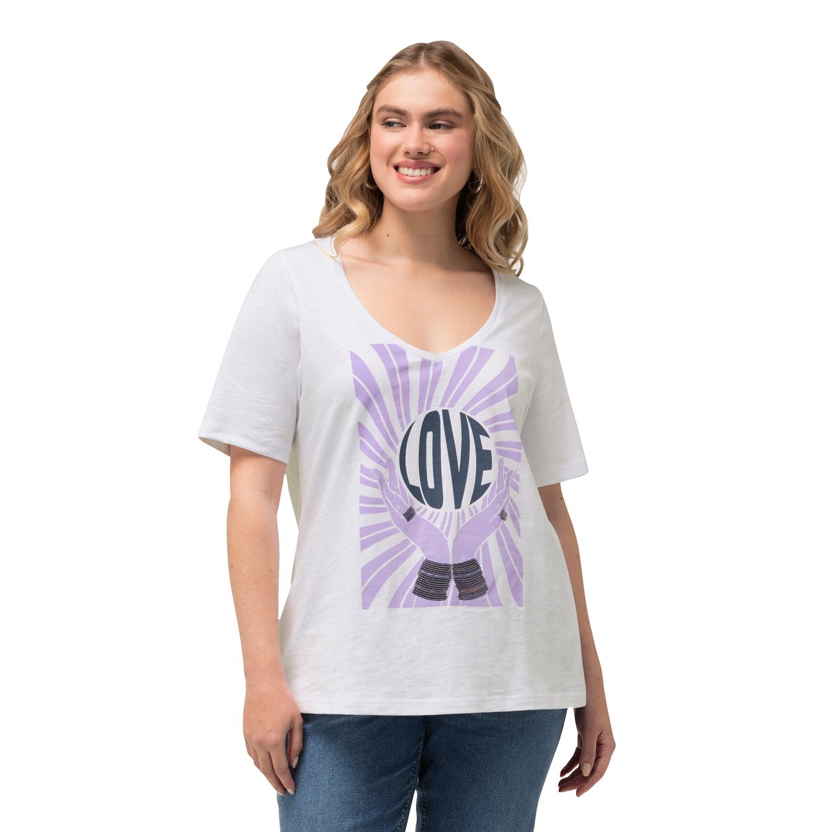 T-shirt à paillettes blanc neige, ULLA POPKEN