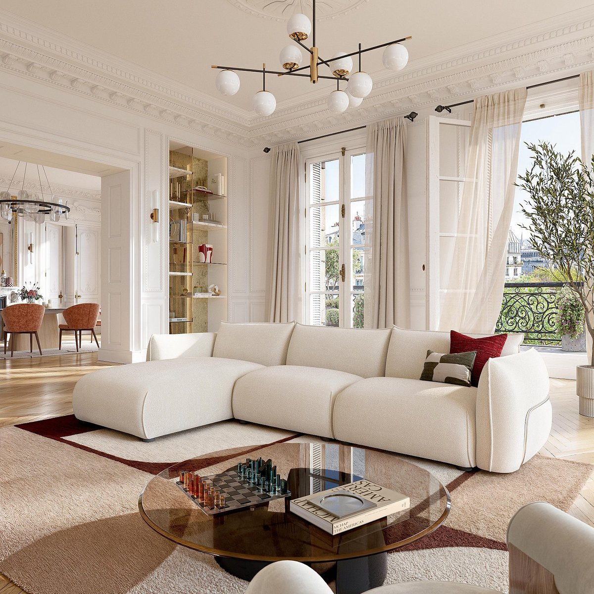 Canapé d'angle tissu CELESTE beige, HABITAT