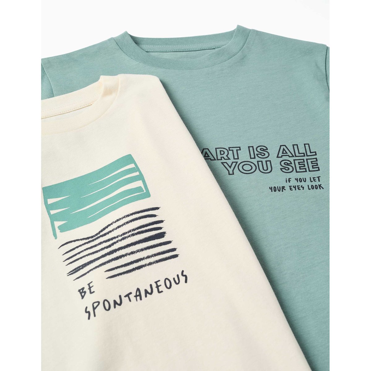 Lot de 2 T-shirts à manches longues avec imprimés blanc, ZIPPY