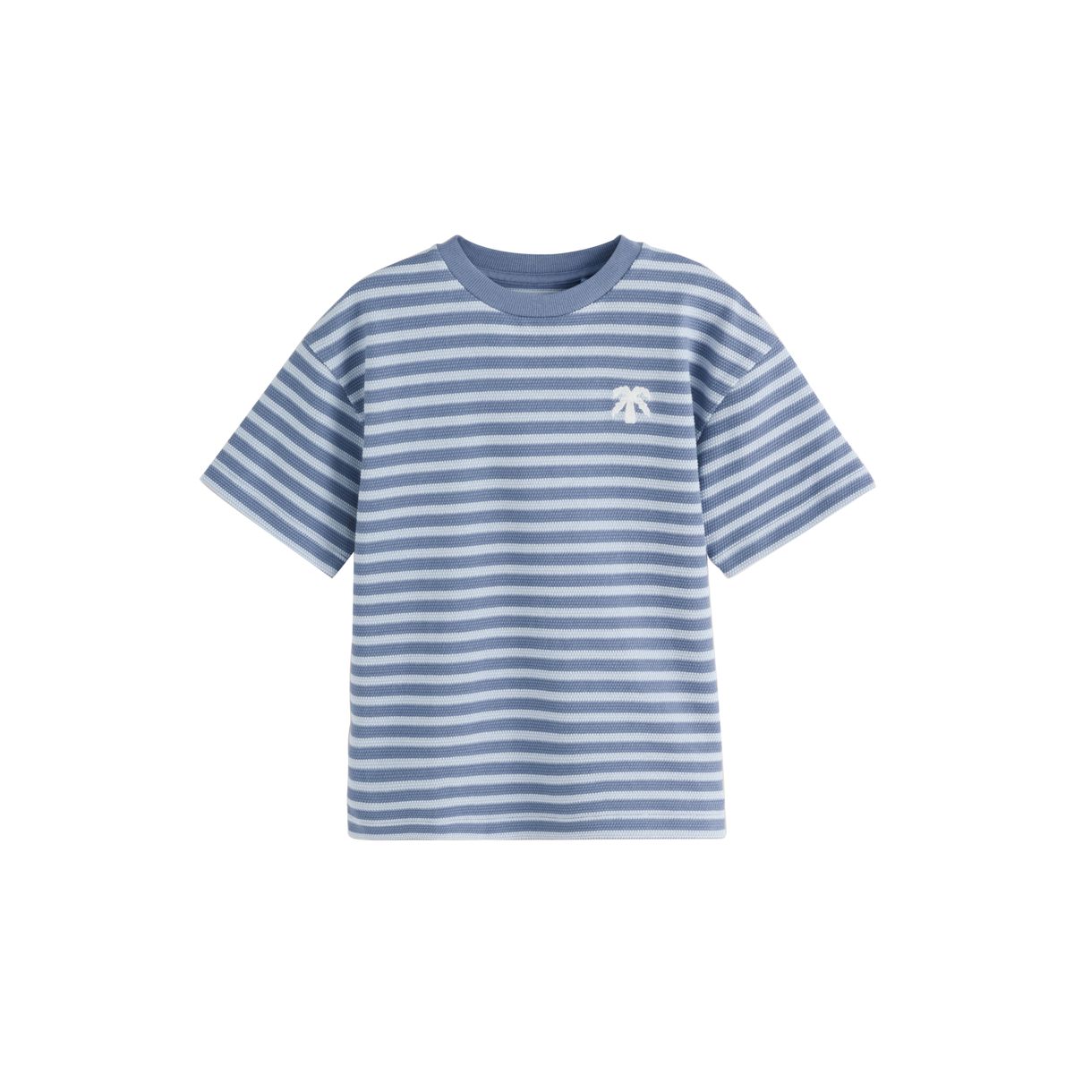 T-shirt décontracté texturé, lot de 3 rayures bleues/blanches/marron, NEXT