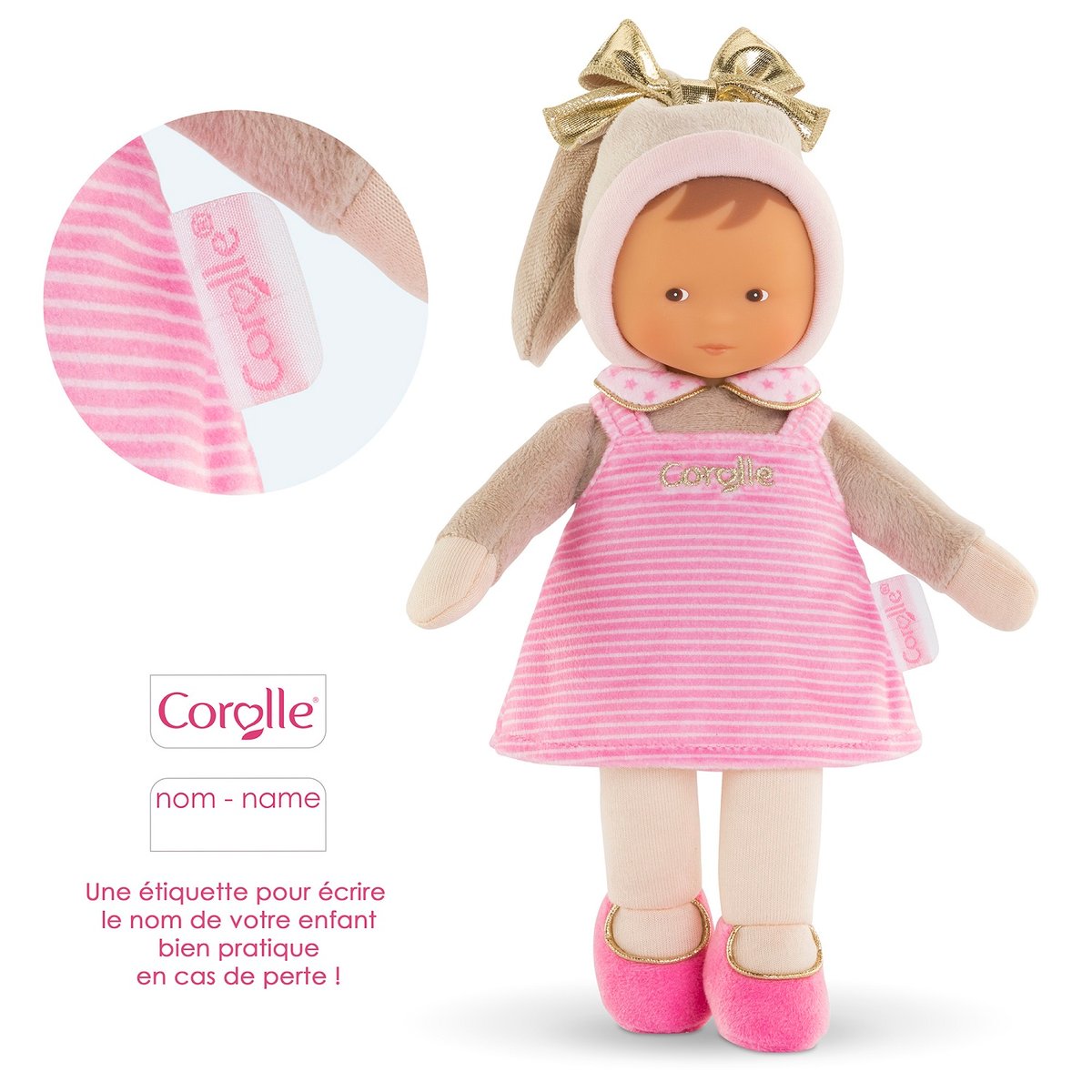 Doudou Miss Rayée Rêves d'Étoiles rose, COROLLE