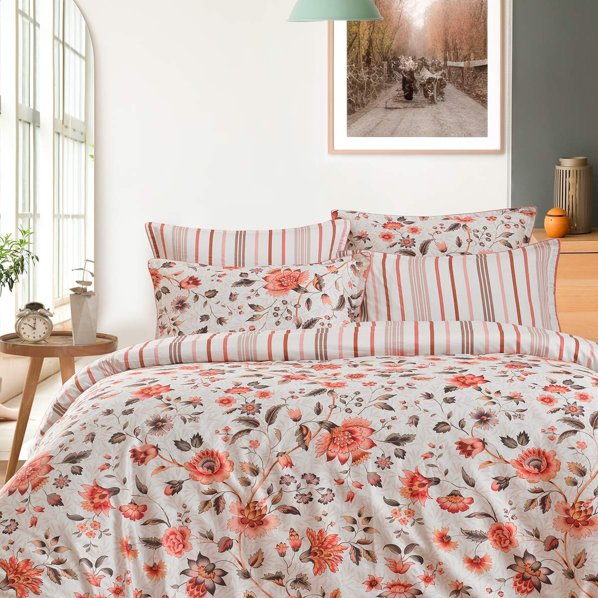 Housse de couette en satin de coton 120 fils INCANDESCENCE auburn, SENSEI MAISON