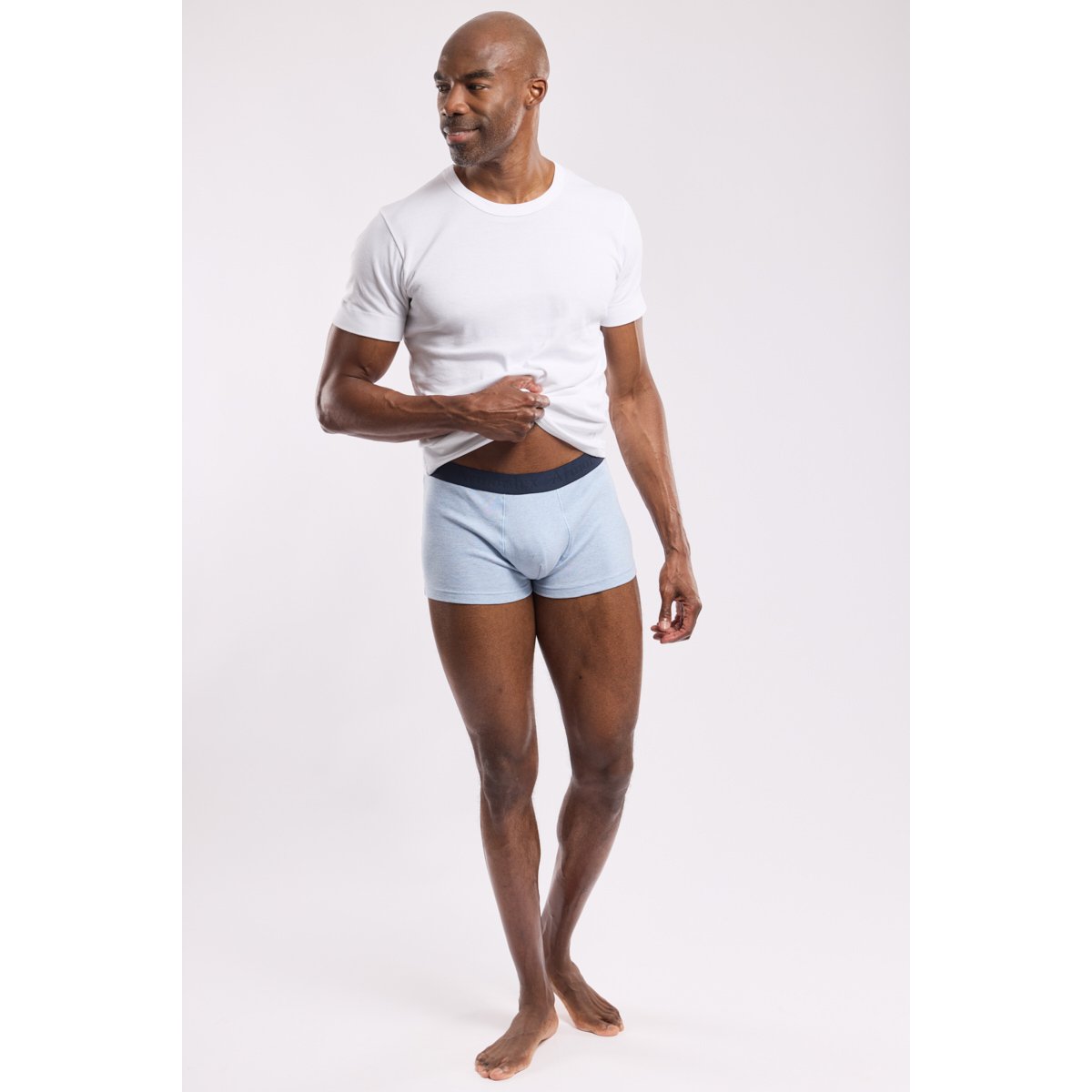 Boxer uni en coton ciel chiné, ARMOR-LUX
