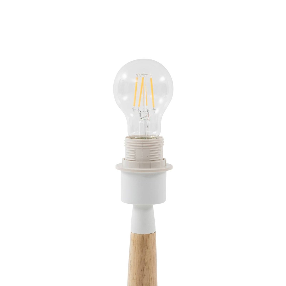 Lampe à poser en bois scandinave, Ellorin blanc, bois clair, LUCANDE