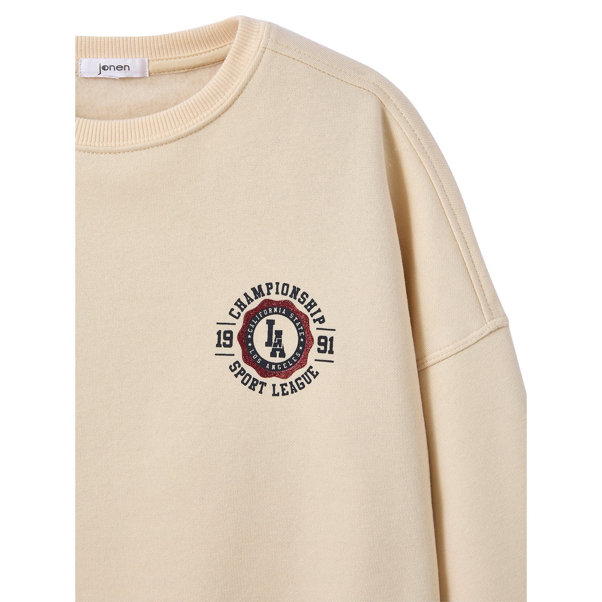 Sweat University lettres glitter au dos écru, JONEN