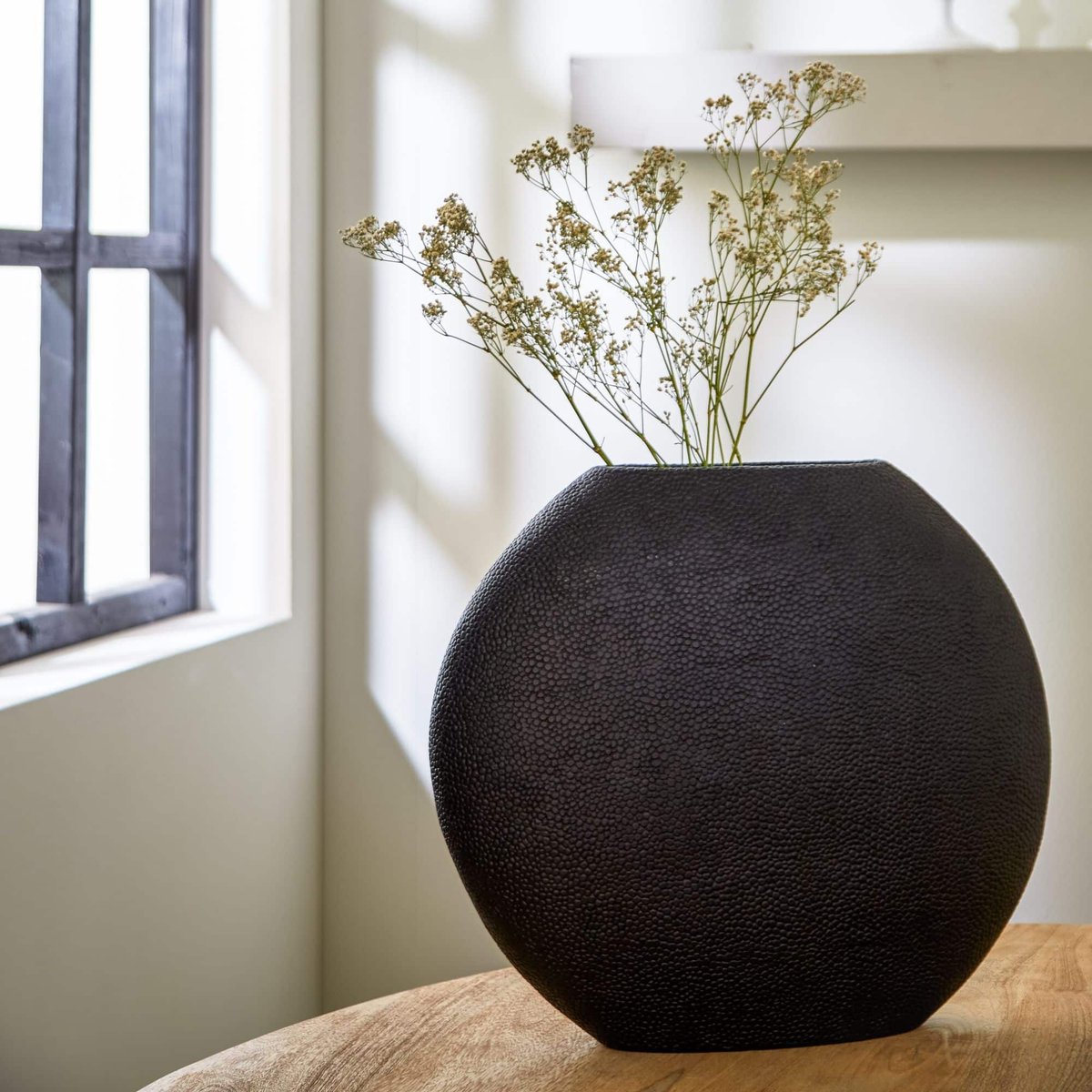 Vase Plastique RAYSKIN noir mat, LIGHT & LIVING 