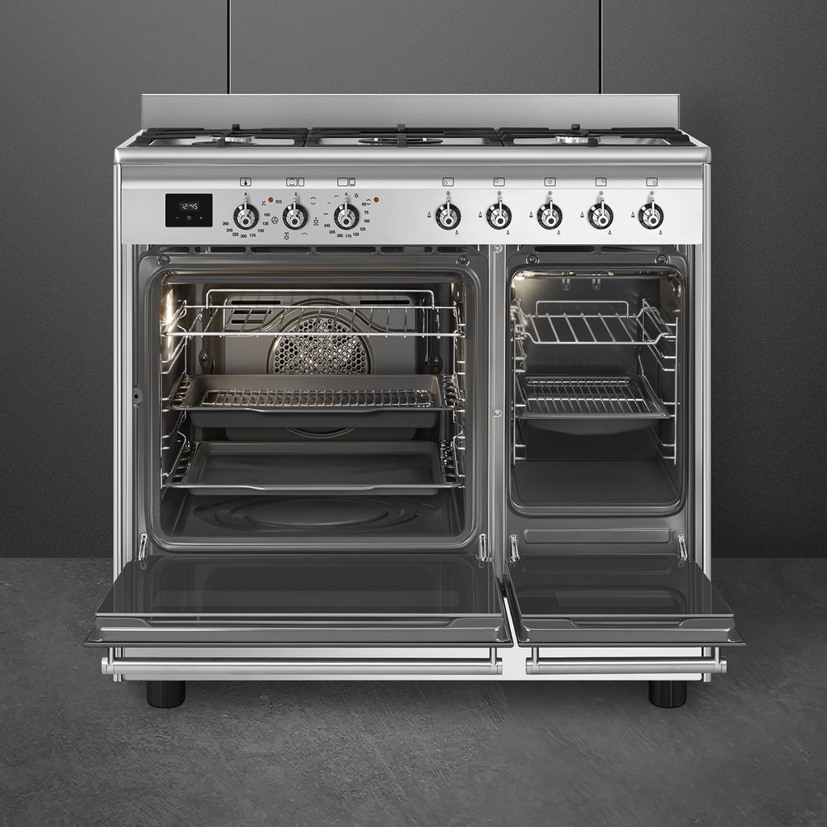 Piano de cuisson gaz 5 feux 90 cm inox, SMEG