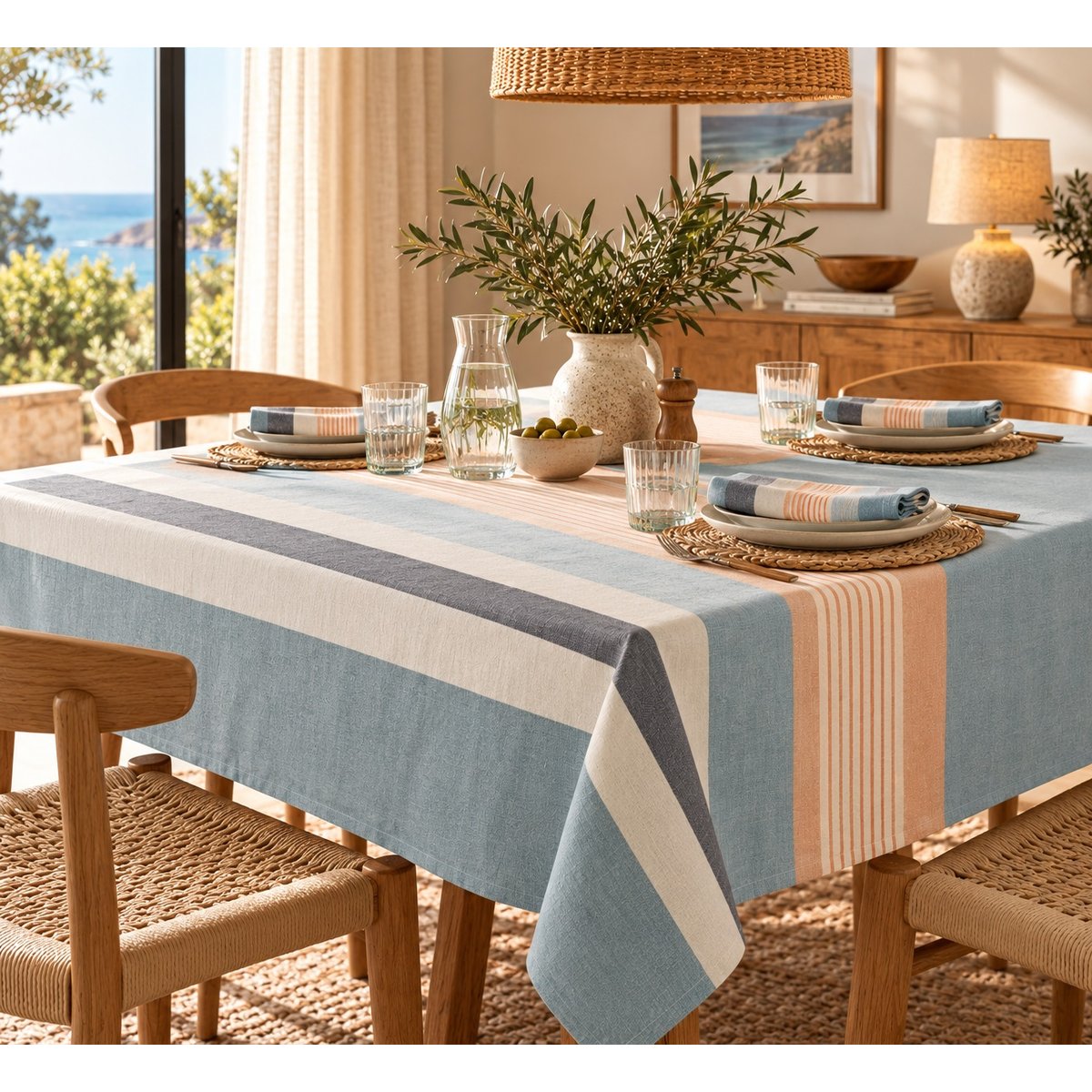 Nappe recyclée Caresse Discrète azur, EDEN