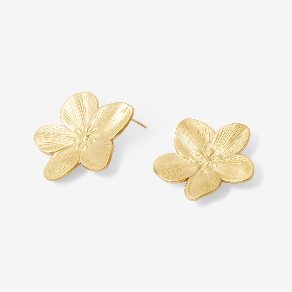 Boucles d'oreilles fleur acier inoxydable doré, BALABOOSTE