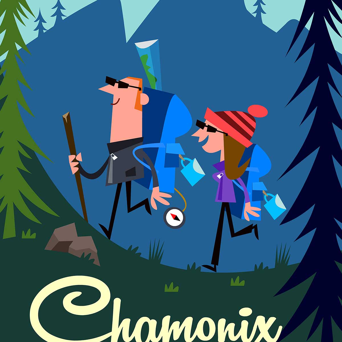 Tableau rando à chamonix tableau alu dibond, HEXOA