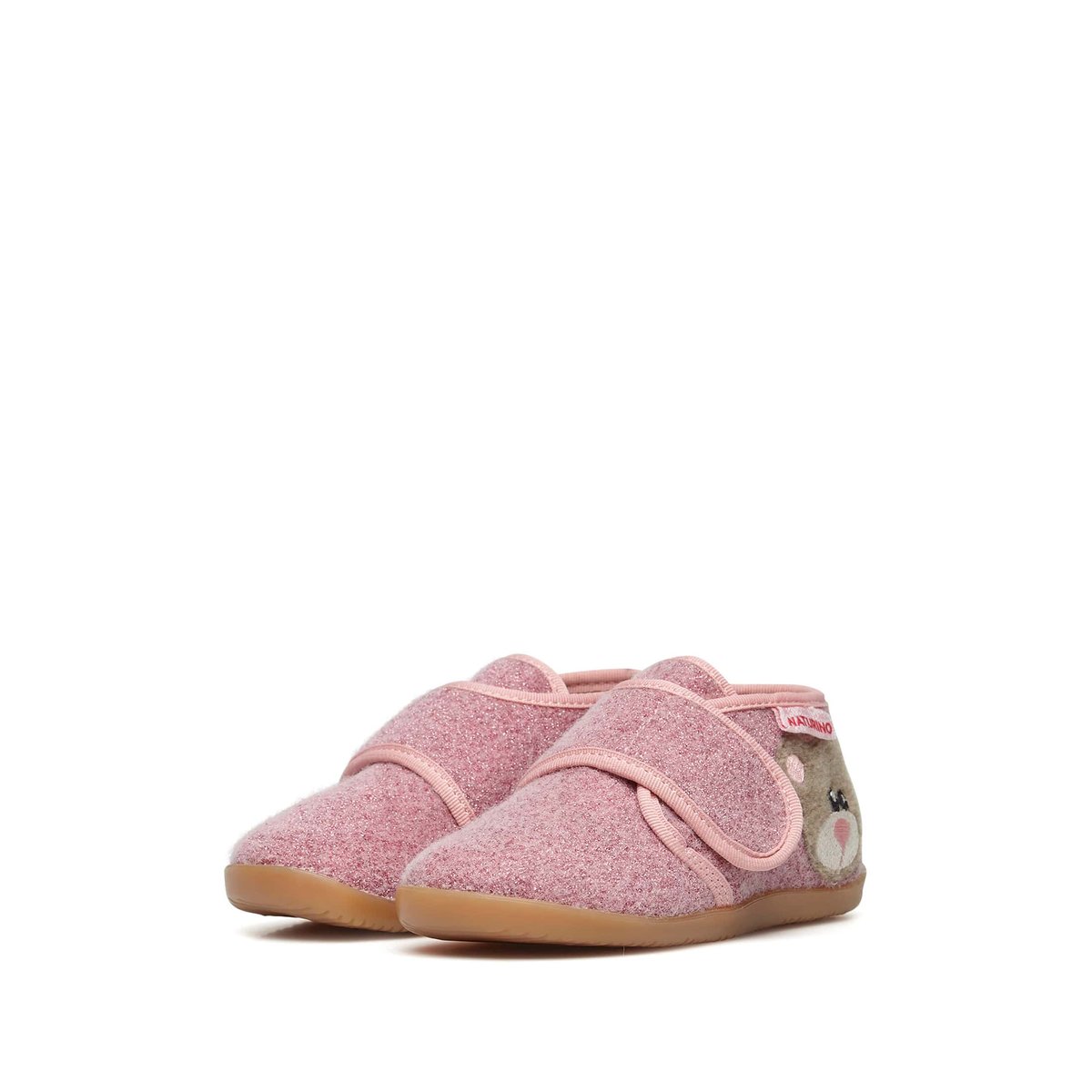 Pantoufles avec écusson ours CARILLON rose, NATURINO