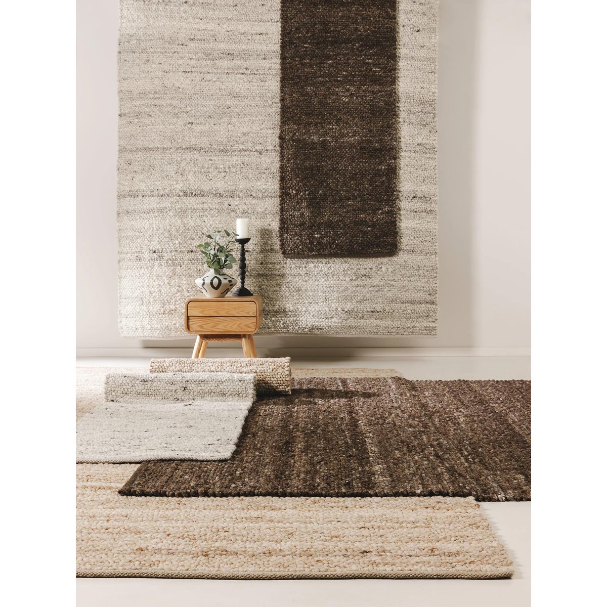 Tapis de couloir en laine tissé main FINN crème, BENUTA 
