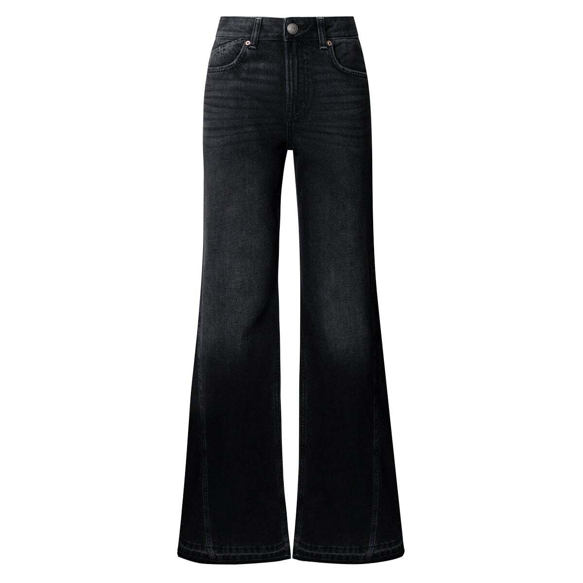 Belle - Jean Coupe Évasée, Taille Haute 11,5 oz noir/noir rigide den, PEPE JEANS