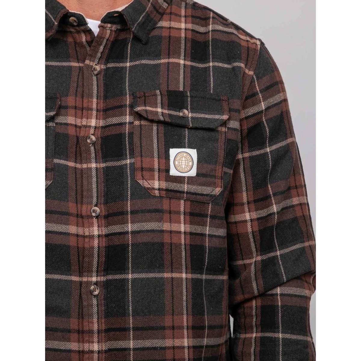 Chemise Manches Longues Carreaux Torilou marron, RITCHIE