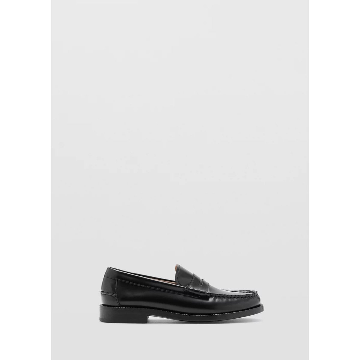 Mocassins découpe cuir noir, MANGO MAN
