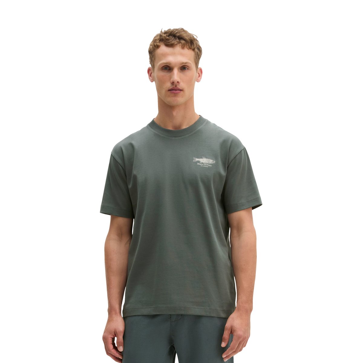 T-shirt loose avec imprimé dos de fruits de mer gris foncé, MARC O'POLO
