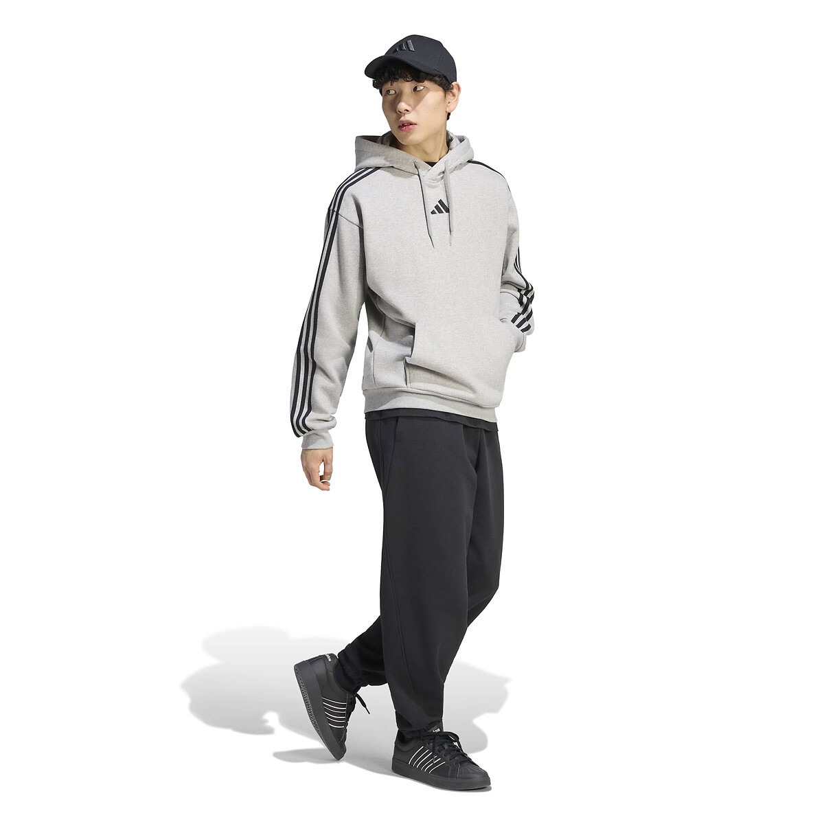 Sweat à capuche, ESSENTIALS gris chiné, ADIDAS SPORTSWEAR