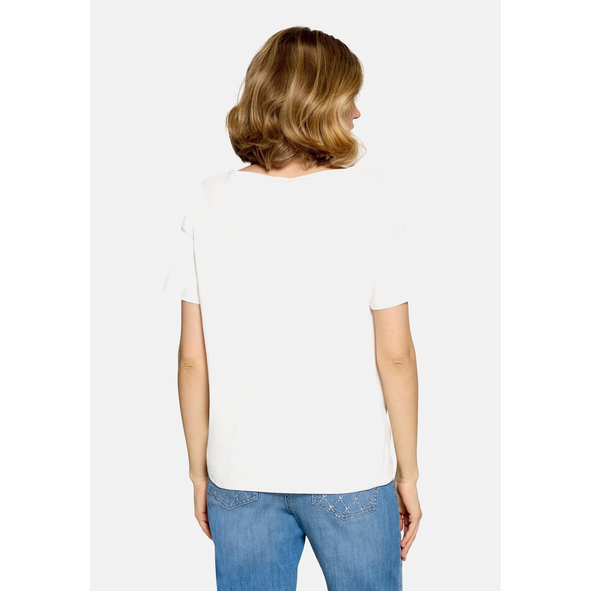 T-shirt façon blouse à nœud patch cream/blue, BETTY BARCLAY