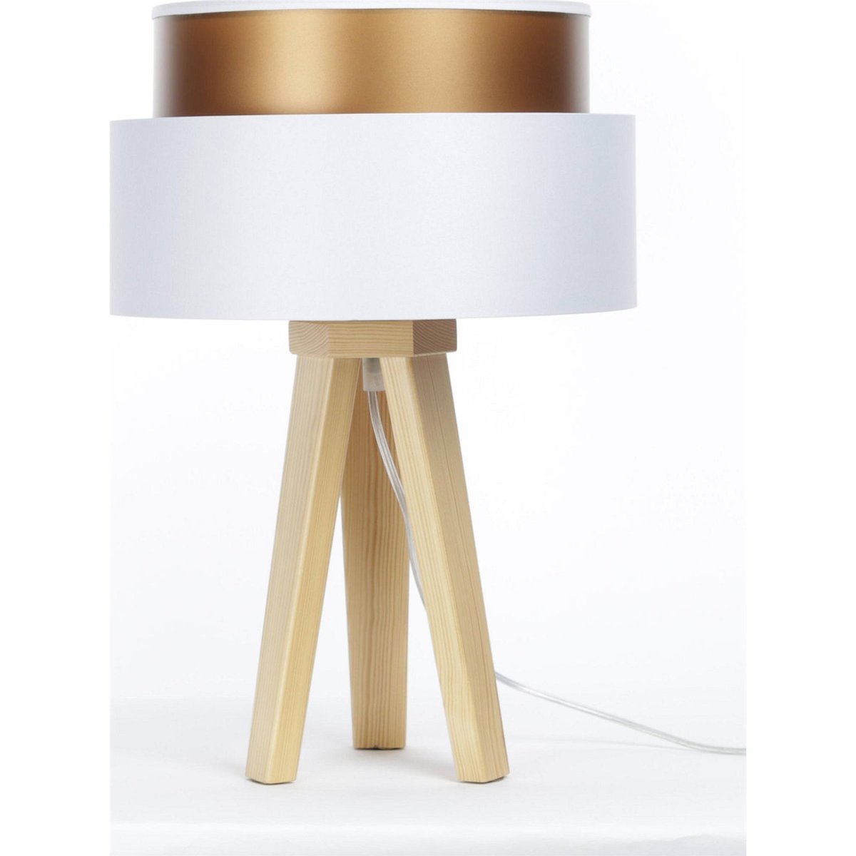 Lampe à poser en satin, DUO ELLEGANT blanc satin et intérieur cuivre mat, BPS KONCEPT