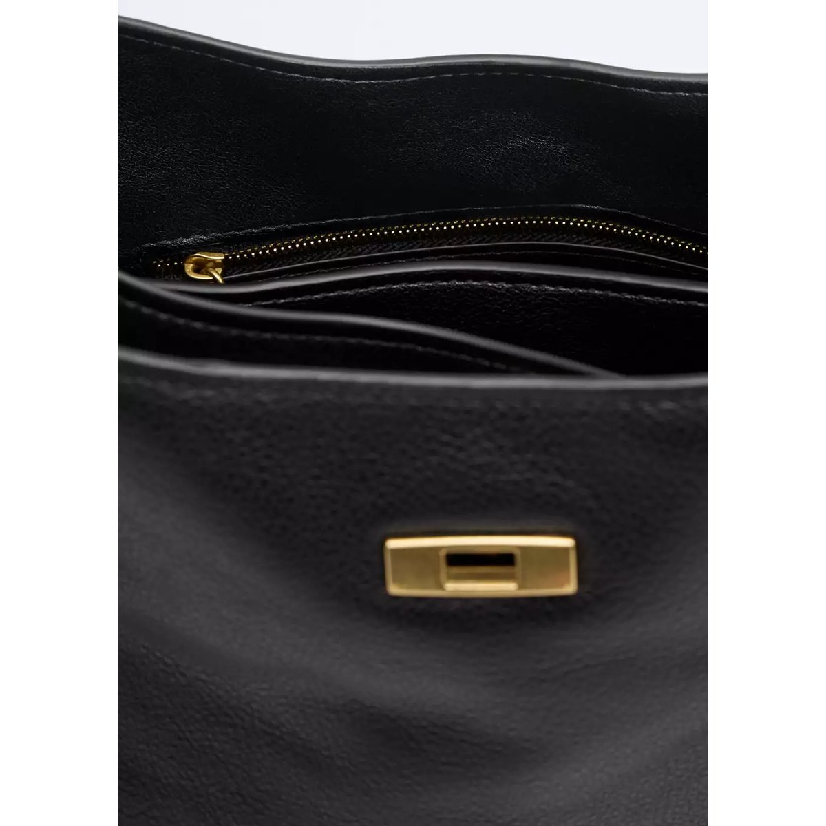 Sac à bandoulière en cuir avec breloque miroir noir, MANGO