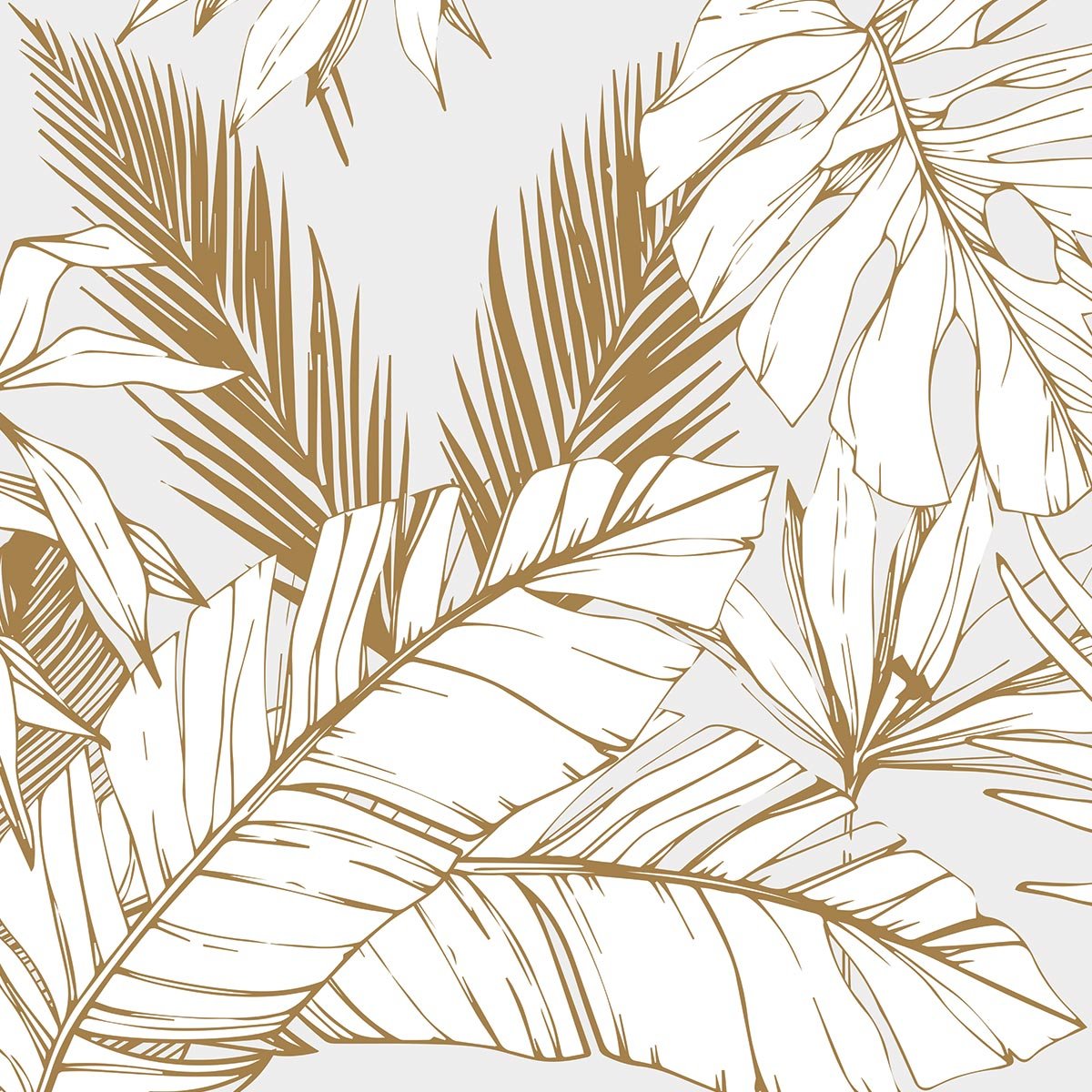 Papier peint feuilles tropicales beige intissé, HEXOA