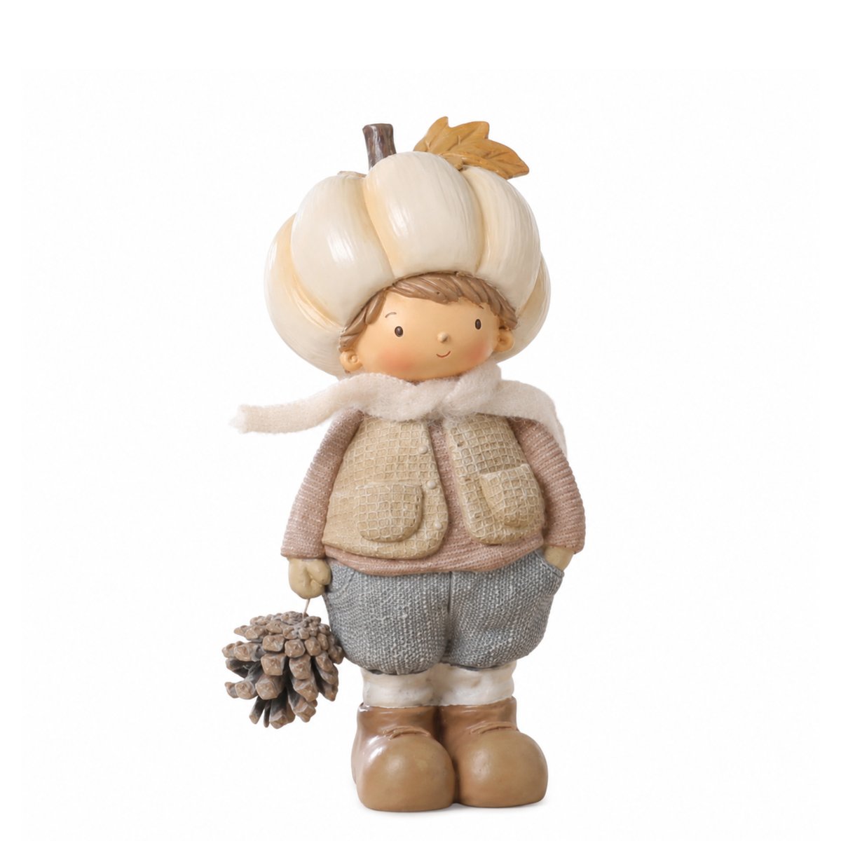 Figurine garçon de noël décorative artificielle H19 PUMPKIN beige, SIA