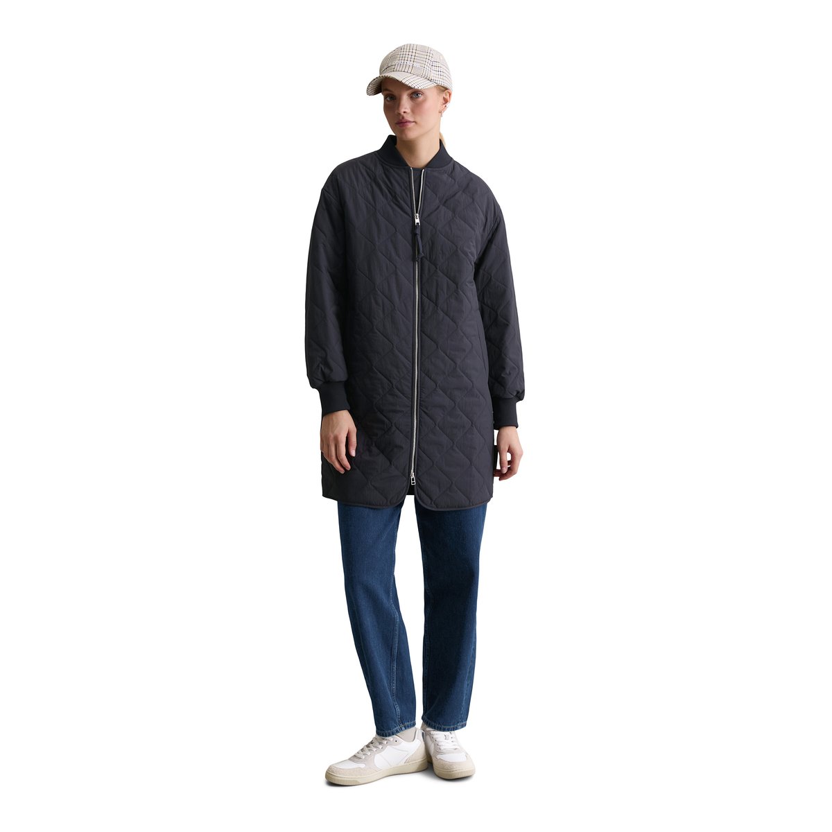 Manteau matelassé léger relaxed en nylon recyclé bleu foncé, MARC O’POLO DENIM