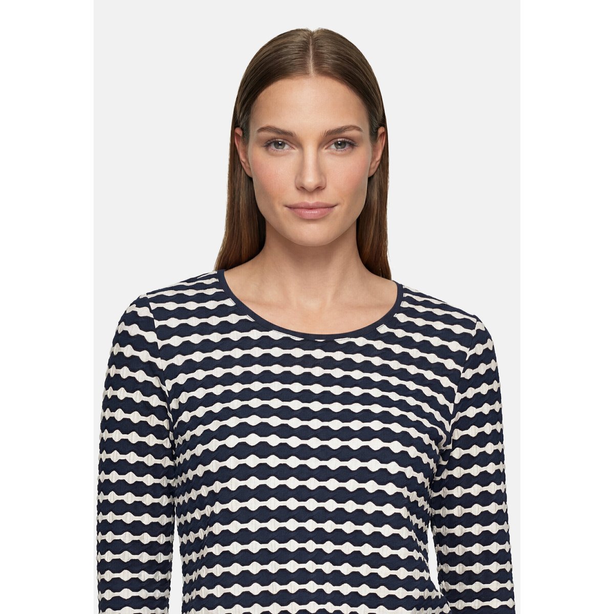 T-shirt basique à encolure ronde bleu/blanc, BETTY BARCLAY