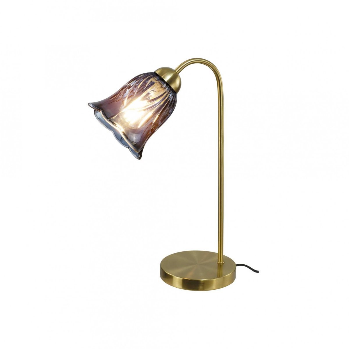 Lampe à poser en métal & verre avec un cordon textile, ARELI bleu, C-CREATION