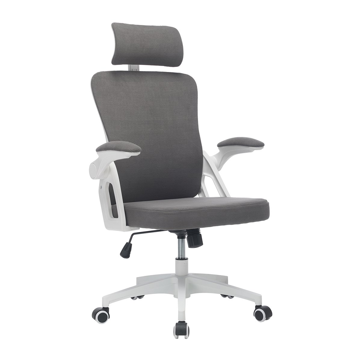 Chaise de bureau ergonomique pivotante réglable en hauteur, DARVEN gris, MEUBLES COSY