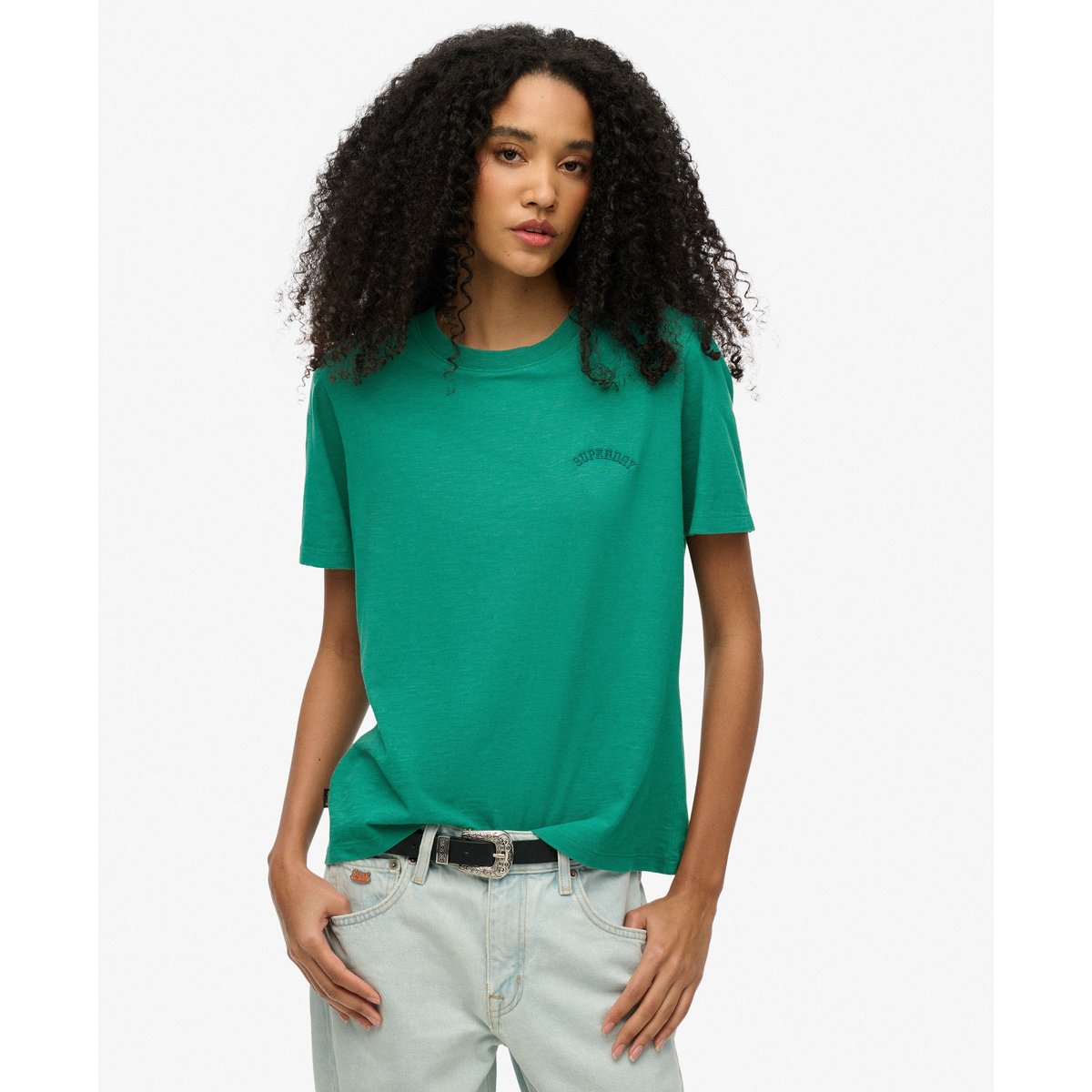 T-shirt délavé à logo Essential vert alpin, SUPERDRY